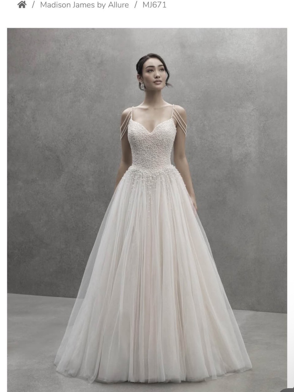 madison james Beaded Tulle A-Line Gown in Ivory